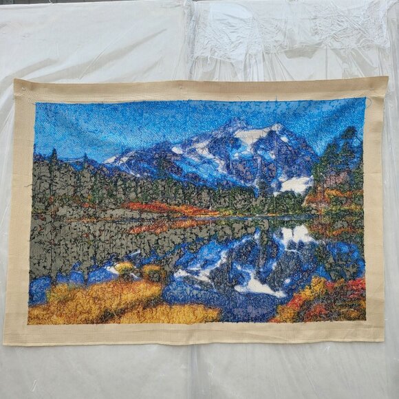 A Landscape Cross Stitch Embroidery Hanging Wall Decor Handmade - Picture 2 of 16